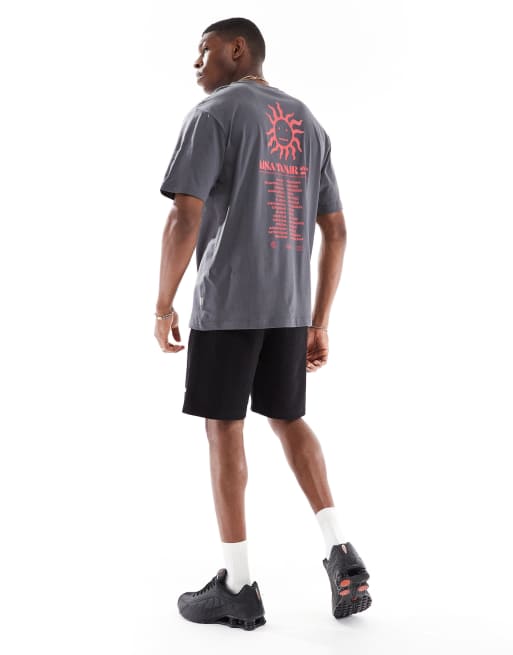 ONLY & SONS oversized fit t-shirt with USA tour back print in charcoal