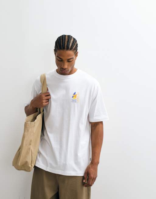 ONLY & SONS oversized fit t-shirt with yacht club back print in white, 3 of 5