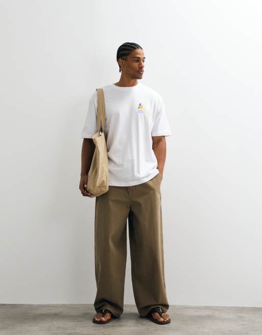 ONLY & SONS oversized fit t-shirt with yacht club back print in white, 5 of 5