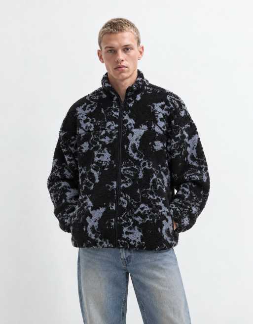 ONLY & SONS oversized fleece i sort abstrakt print, 8 af 10