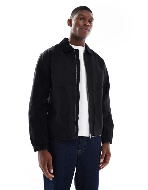 ONLY & SONS oversized heavyweight barn jacket in black