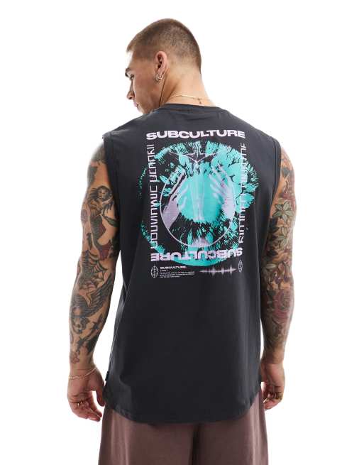 Only & Sons - Oversized hemdje met 'Subculture'-print op de achterkant in antraciet