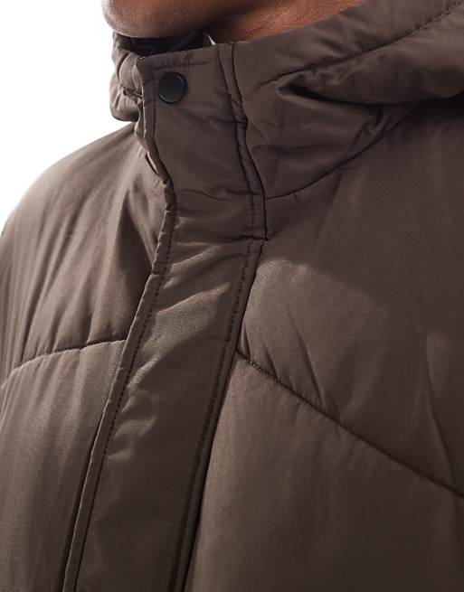 ONLY & SONS oversized hooded puffer jacket in brown | ASOS ONLY & SONS oversized hooded puffer jacket in brown | ASOS