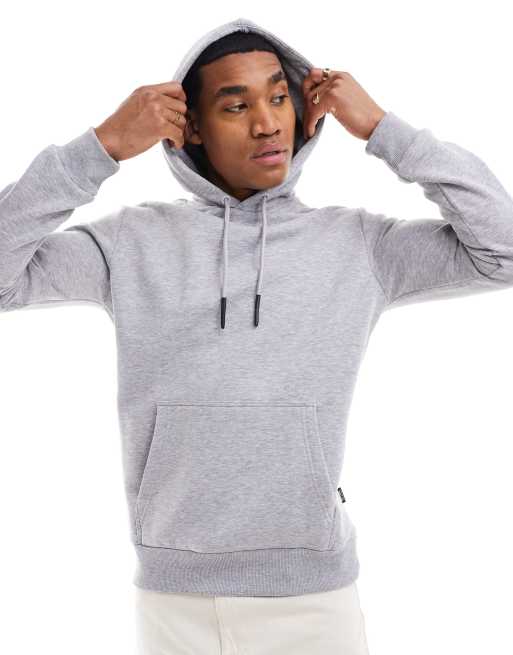 Oversized Fit Cotton Hoodie - Light gray melange - Men