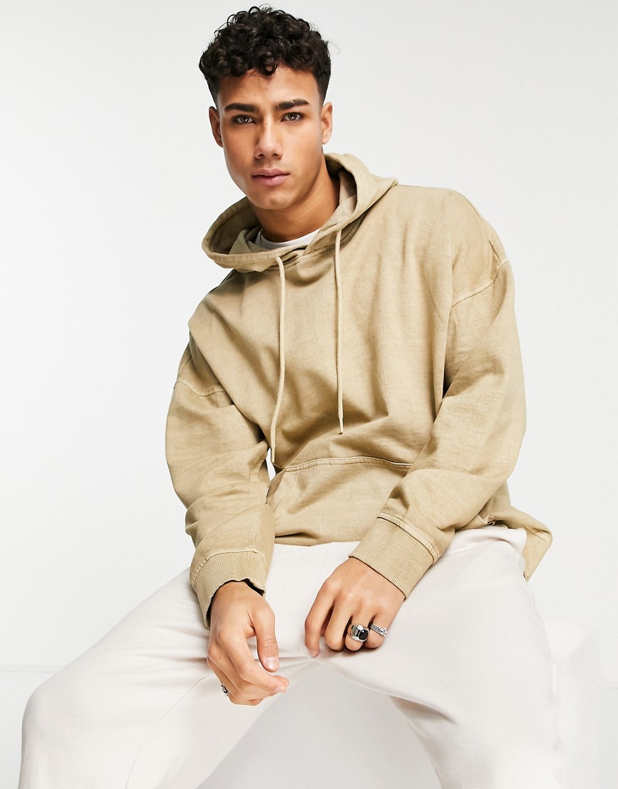 Only & Sons Oversized Hoodie In Washed Beige-neutral | ModeSens