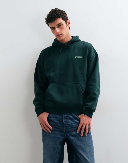 ONLY & SONS oversized hoodie met galleri-opdruk op de achterkant in donkergroen, 3 van 5