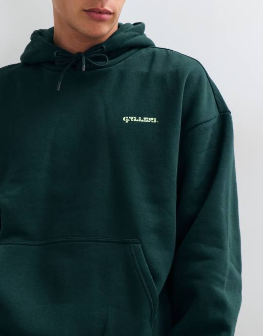 ONLY & SONS oversized hoodie met galleri-opdruk op de achterkant in donkergroen, 4 van 5