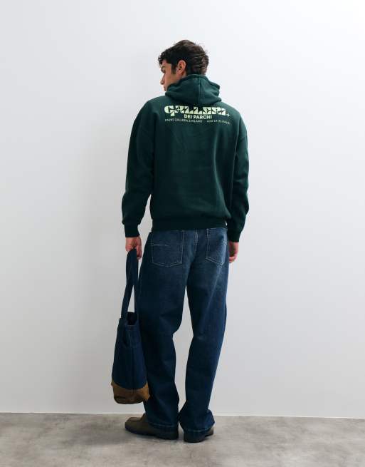 ONLY & SONS oversized hoodie met galleri-opdruk op de achterkant in donkergroen, 5 van 5
