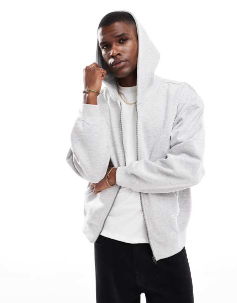 ONLY & Sons - Oversized hoodie met rits in lichtgrijs - view 1