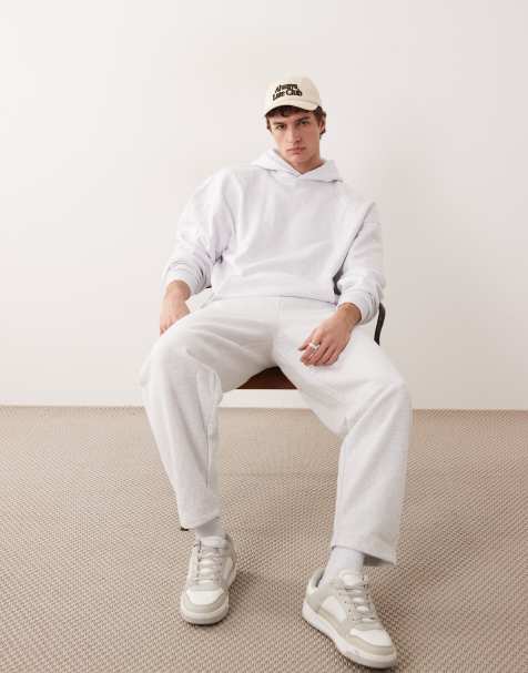 ONLY & SONS oversized hoodie, oversized sweatshirt and loose fit trackies set in super light grey - view 1