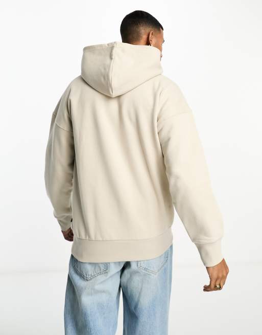 ONLY & SONS - Oversized hoodie van zware jersey in beige, 2 van 4
