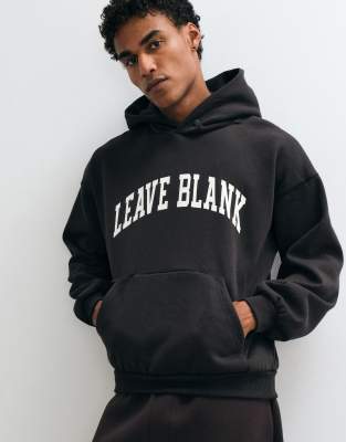 Only & Sons Oversized Hoodie With 'leave Blank' Varsity Print In Black