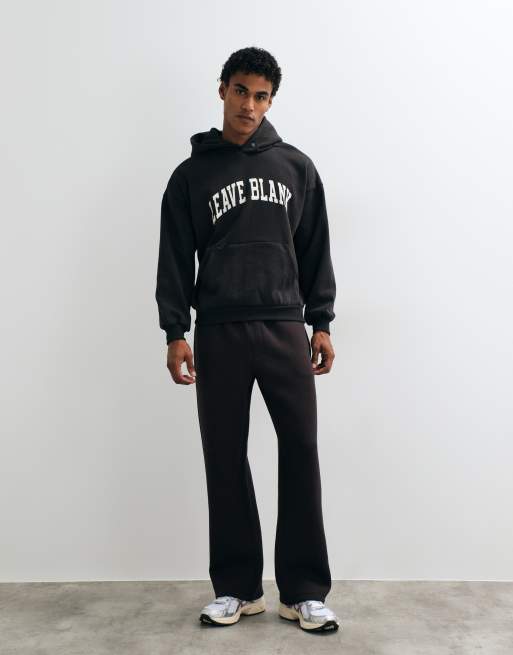 ONLY & SONS oversized hoodie with 'leave blank' varsity print in black, 2 of 5