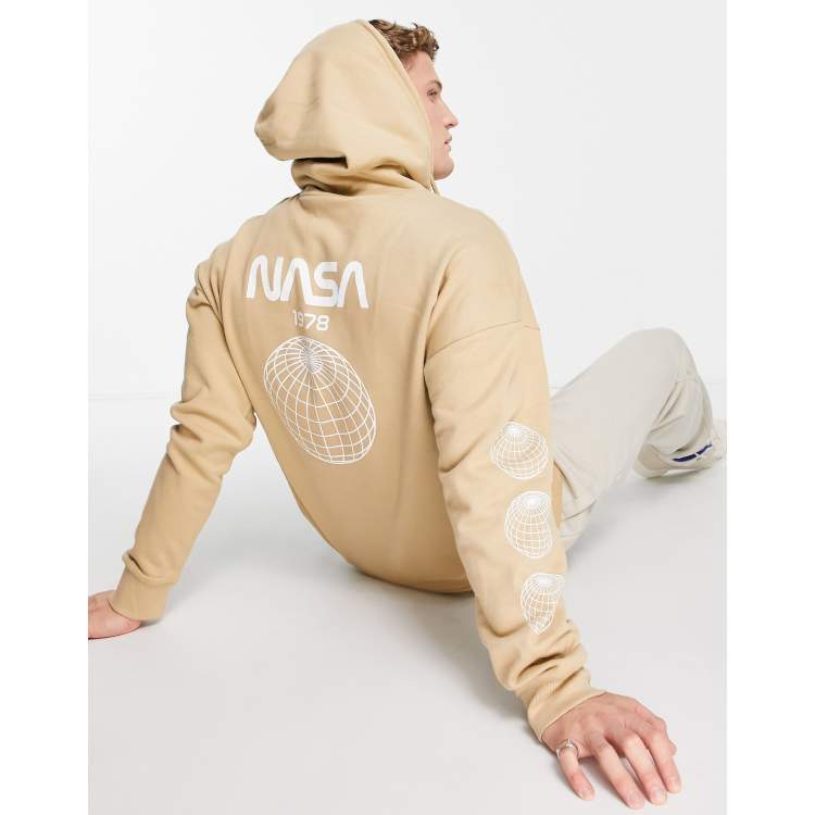 Only Sons oversized hoodie with NASA print in beige ASOS