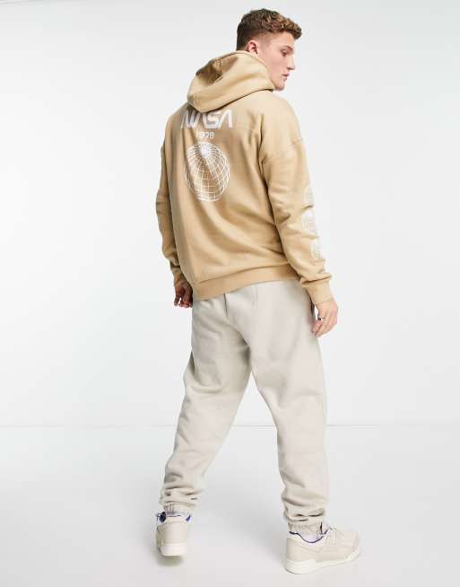 Only Sons oversized hoodie with NASA print in beige