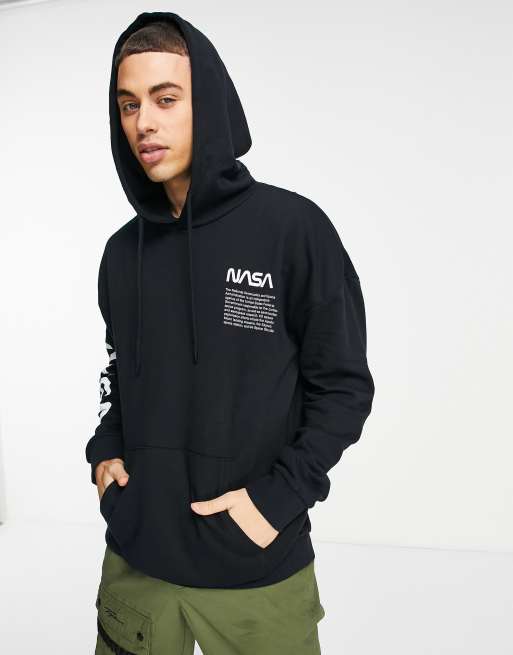 Only Sons oversized hoodie with NASA print in black ASOS