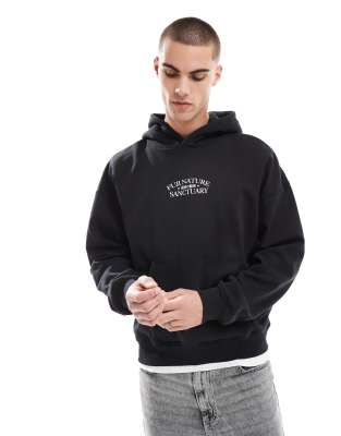 Only & Sons Oversized Hoodie With Sanctuary Back Print In Black