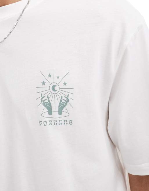 ONLY & SONS - Oversized hvid T-shirt med 'Fortune'-print på ryggen, 4 af 4