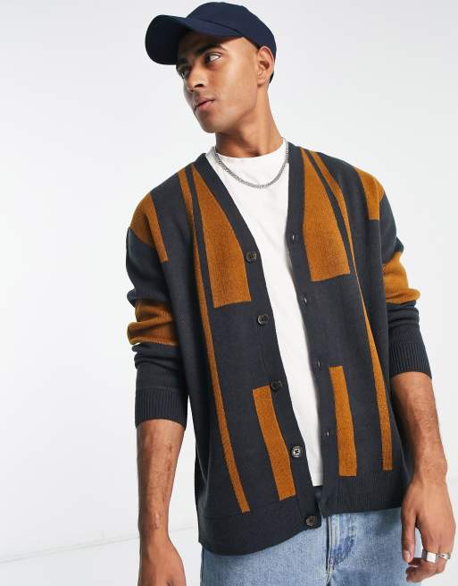 Only u0026 Sons oversized knit cardigan in navy colour block | ASOS