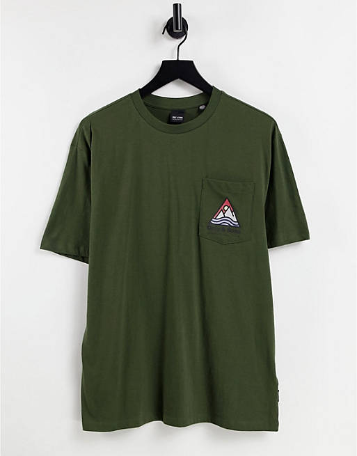 Only & Sons oversized logo pocket t-shirt in forest green