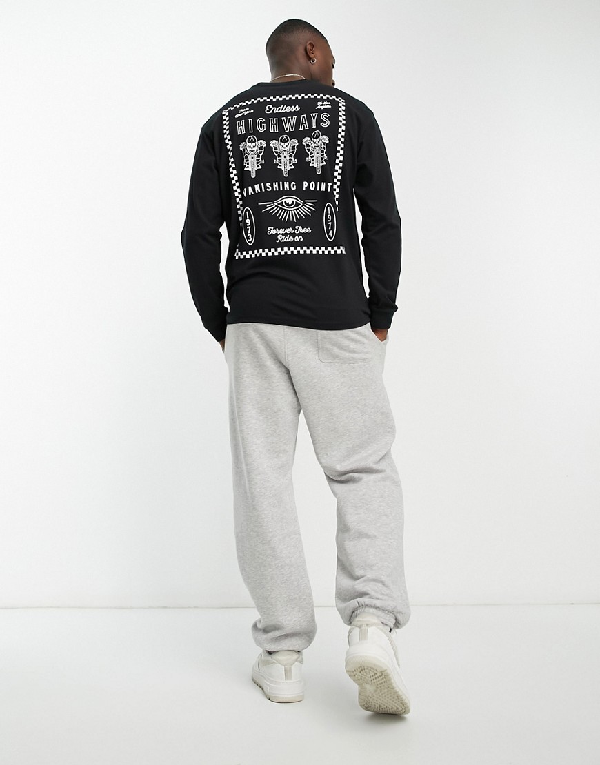 Only & Sons oversized longsleeve t-shirt with skull back print in black
