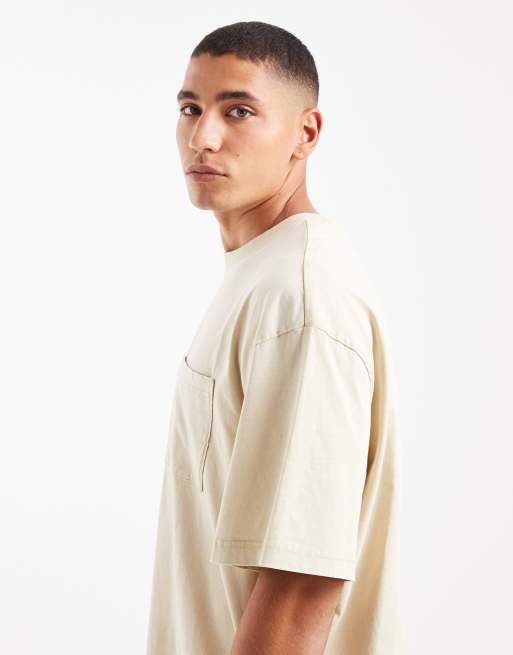 ONLY & SONS oversized lounge t-shirt co-ord in cream, 4 of 5