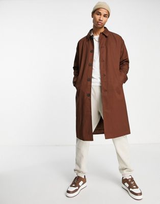 Only & Sons oversized mac in brown