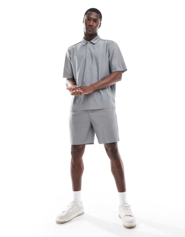 ONLY & SONS - oversized pleated polo co-ord in grey