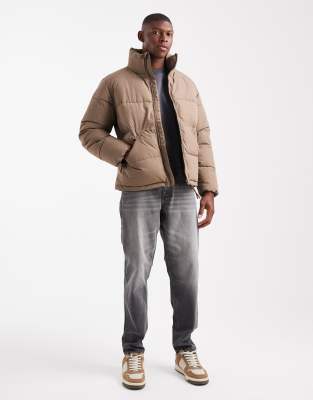 Only & Sons Oversized Puffer Jacket In Brown
