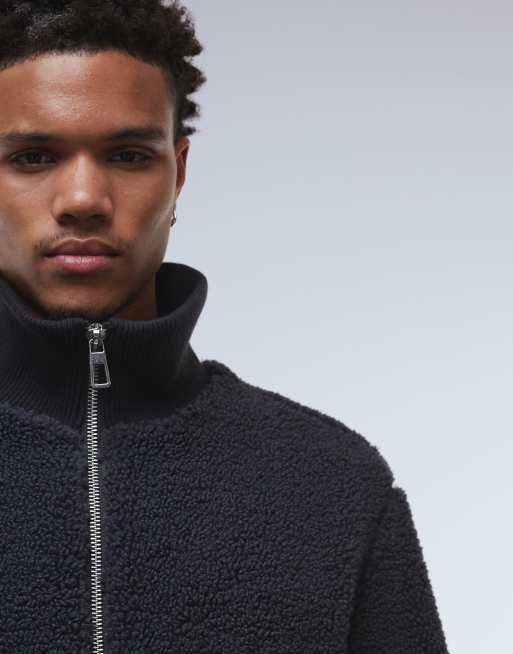 ONLY & SONS - Oversized sherpa fleece met ritssluiting in antracietgrijs, 5 van 5