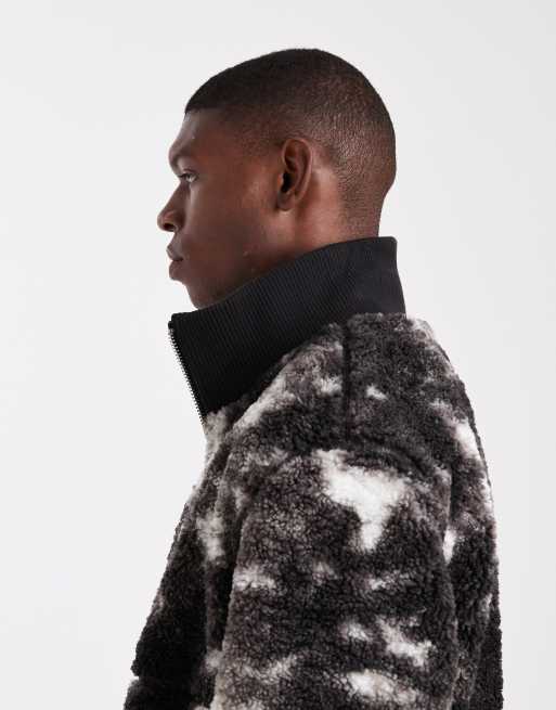 ONLY & SONS oversized sherpa zip through fleece in monochrome | ASOS