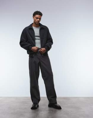 Only & Sons Oversized Sherpa Zip Up Fleece In Blue