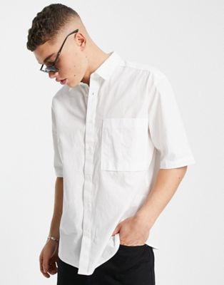 Only & Sons oversized shirt with pockets in white - ASOS Price Checker