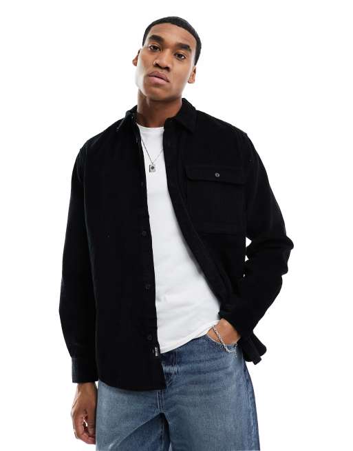 Only & Sons - Oversized sort skjorte i fløjl
