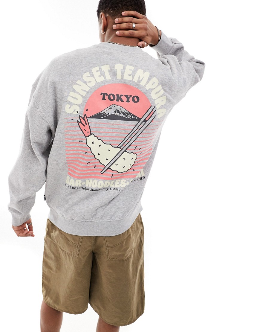 ONLY & SONS oversized sweat with tempura back print in light grey
