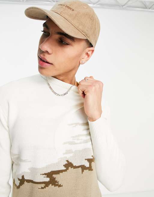 Only & Sons oversized sweater with moon print in beige