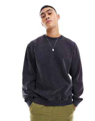 Only & Sons Oversized Sweatshirt In Vintage Wash Black