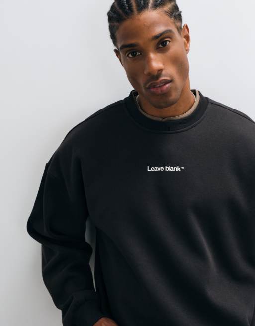 ONLY & SONS oversized sweatshirt med rund hals og leave blank-print i sort, 2 af 5
