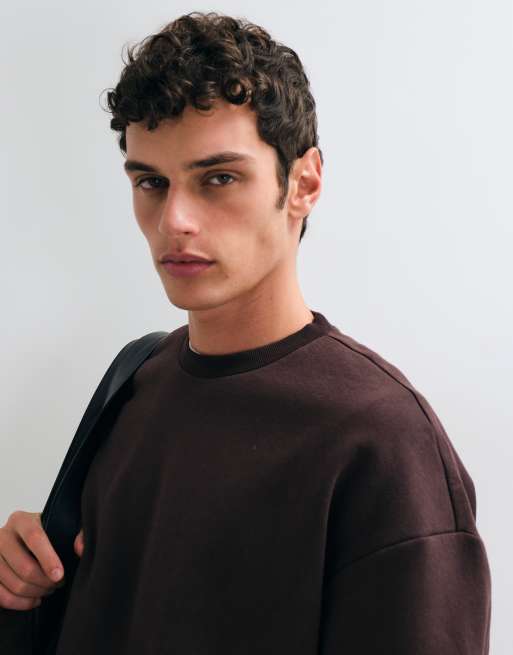 ONLY & SONS oversized sweatshirt met ronde hals in donkerbruin, 2 van 5