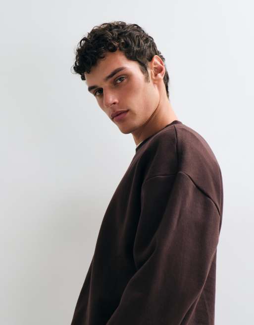 ONLY & SONS oversized sweatshirt met ronde hals in donkerbruin, 5 van 5