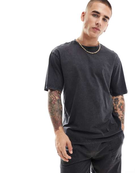 ONLY & SONS oversized t-shirt co-ord in washed black - view 1