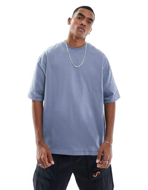 Only & Sons - Oversized T-shirt i vasket blå - view 1