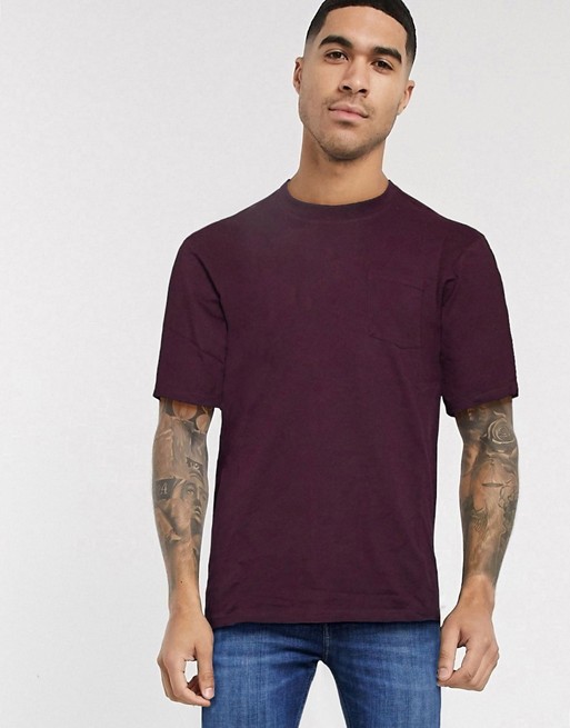 Only & Sons oversized t-shirt in burgundy