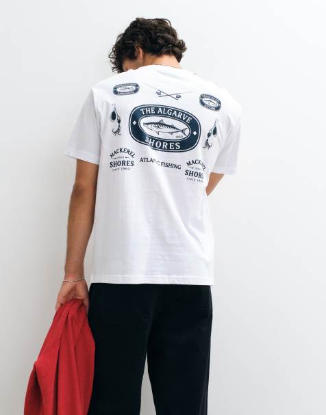ONLY & SONS oversized t-shirt med Algarve Shores-tryck i vitt - view 1