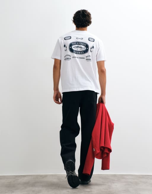 ONLY & SONS oversized t-shirt med Algarve Shores-tryck i vitt, 5 av 5