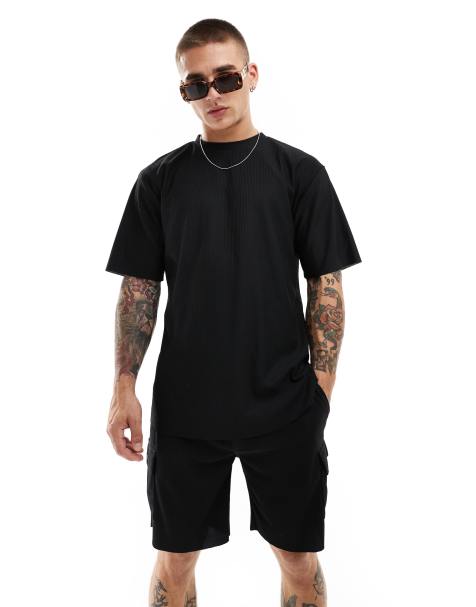 ONLY & SONS - Oversized T-shirt med plisseringer i sort - Del af sæt - view 1