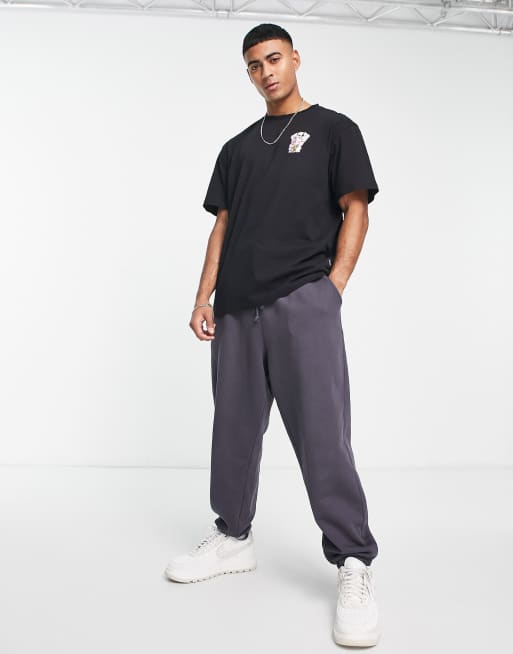 Only & Sons - Oversized T-shirt med print med japansk lykkekat på ryggen i sort, 4 af 4