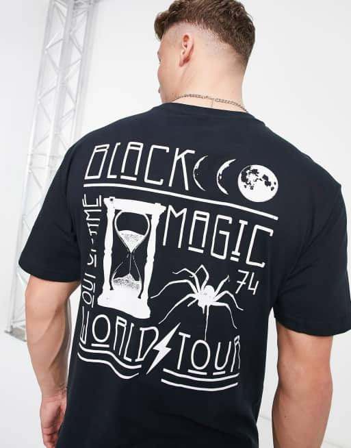 Only & Sons - Oversized T-shirt met 'Black Magic'-print op de achterkant in zwart