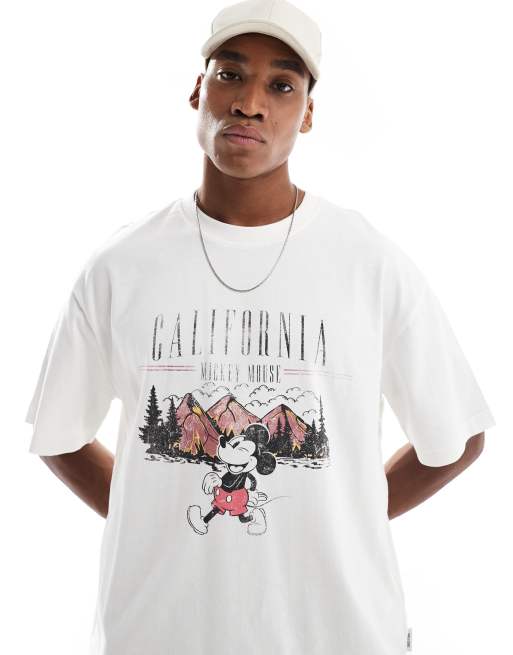 Only & Sons - Oversized T-shirt met Cali Mickey Mouse-print in wit