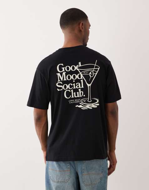 ONLY & SONS - Oversized T-shirt met cocktailprint op de achterkant in zwart - view 1